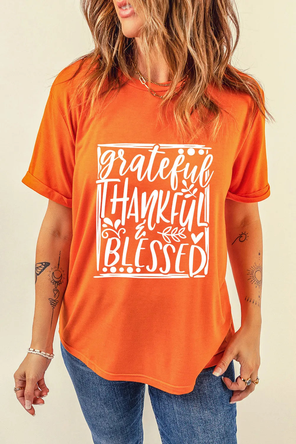 Letter Graphic Round Neck Short Sleeve T-Shirt - Charming Charlie