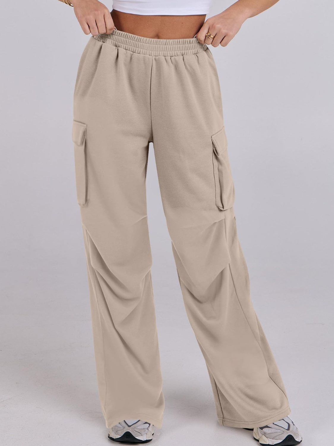 Elastic Waist Wide Leg Pants with Pockets - Charming Charlie