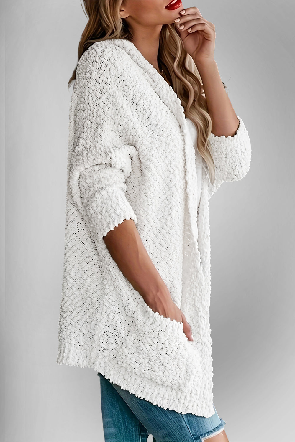 Double Take Pocketed Open Front Long Sleeve Cardigan - Charming Charlie