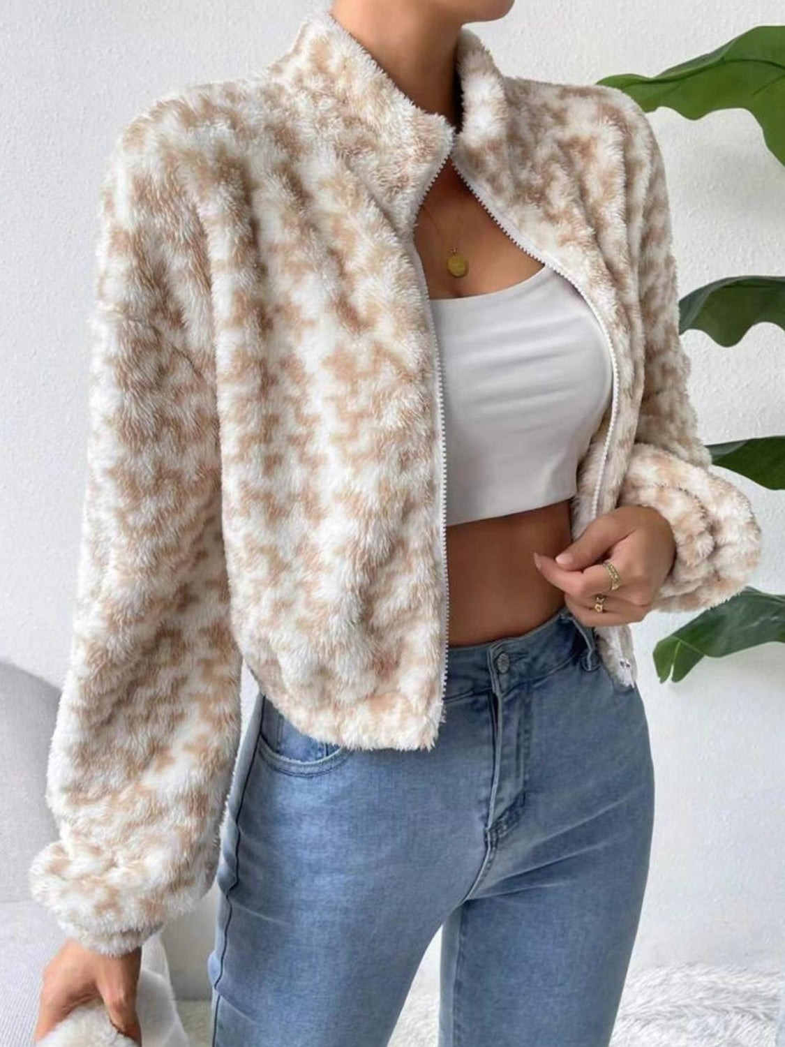 Zip Up Long Sleeve Fuzzy Outerwear - Charming Charlie