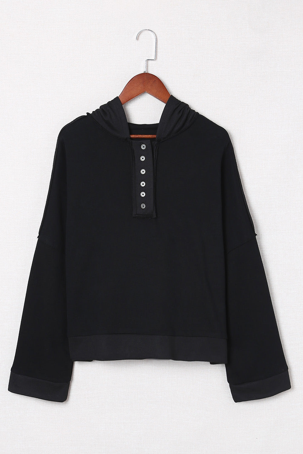 Exposed Seam Long Sleeve Hoodie - Charming Charlie