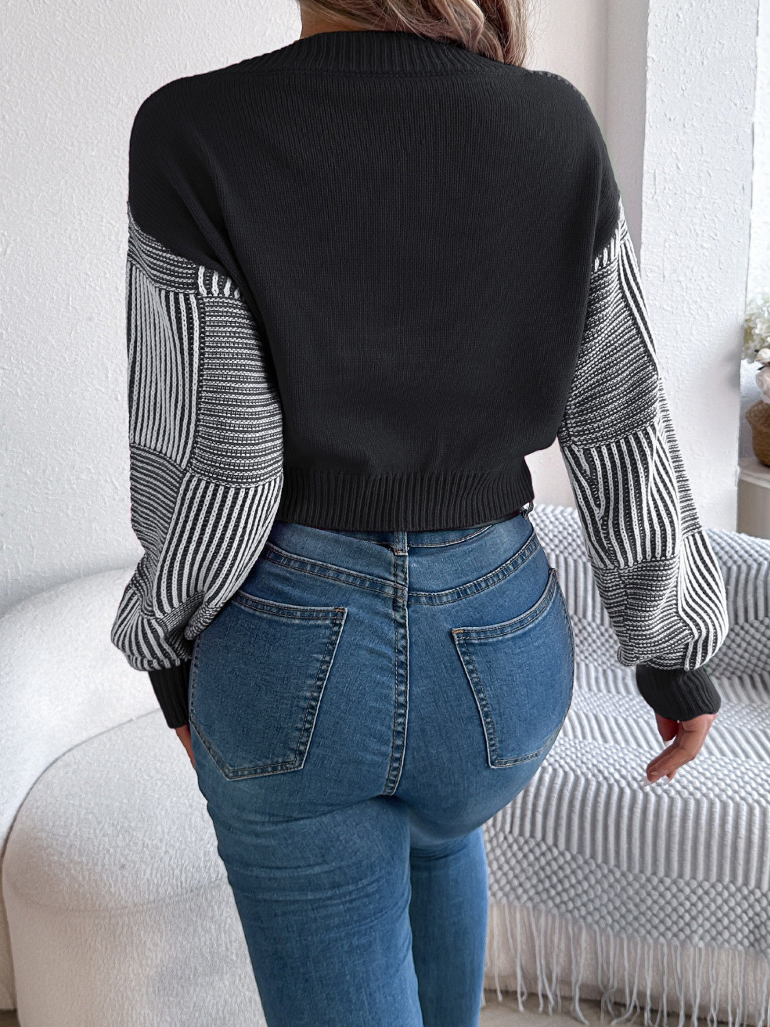 Striped V-Neck Long Sleeve Sweater - Charming Charlie
