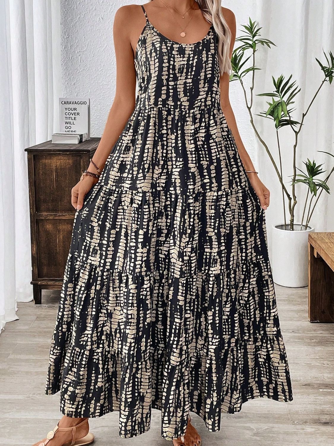 Printed Scoop Neck Maxi Cami Dress - Charming Charlie
