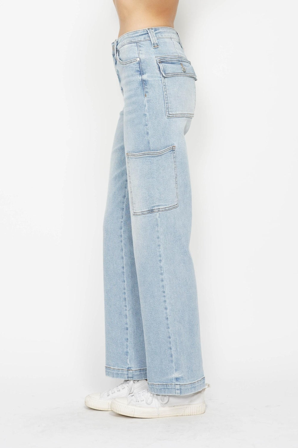 Judy Blue Full Size High Waist Straight Cargo Jeans - Charming Charlie