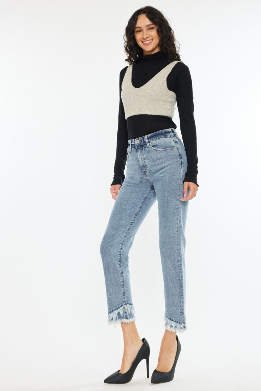 Kancan Raw Hem High Rise Straight Jeans - Charming Charlie