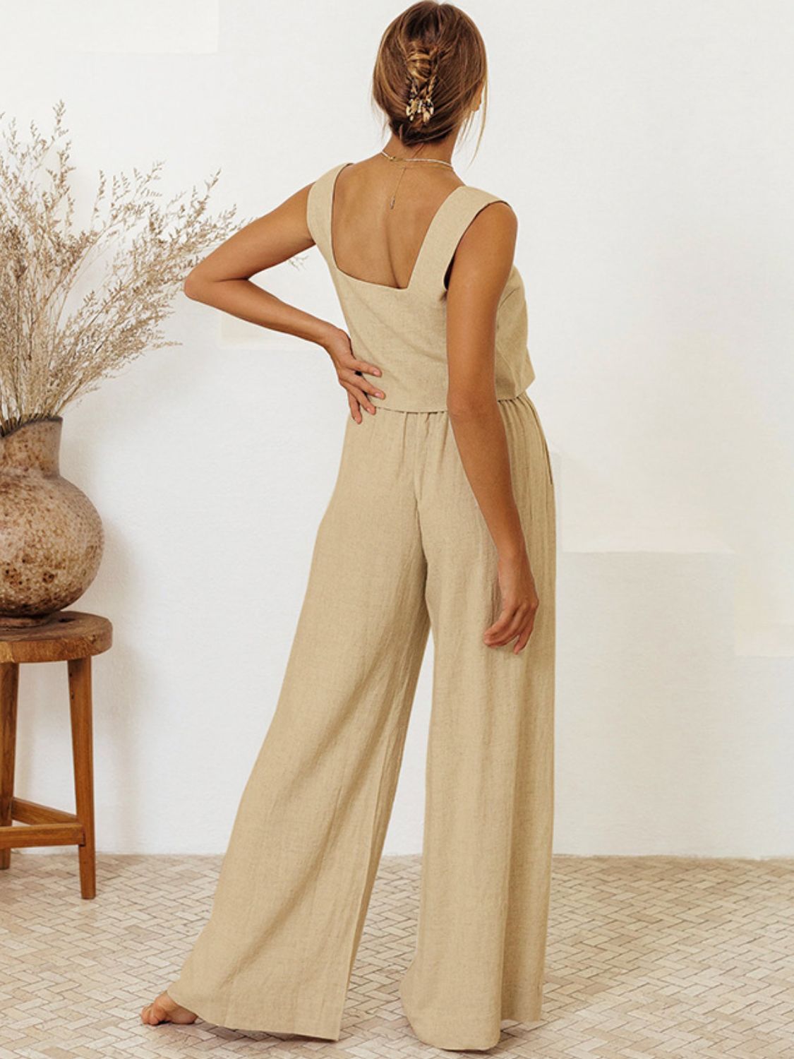 Square Neck Sleeveless Top and Pants Set - Charming Charlie