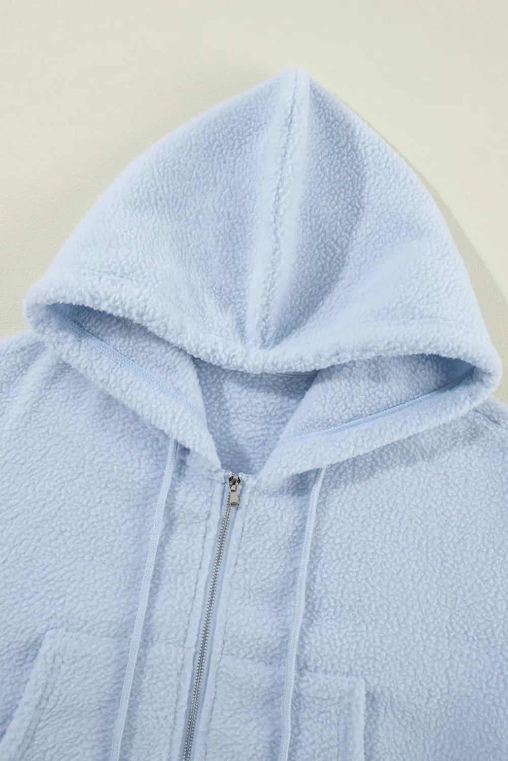 Drawstring Zip Up Long Sleeve Hoodie - Charming Charlie