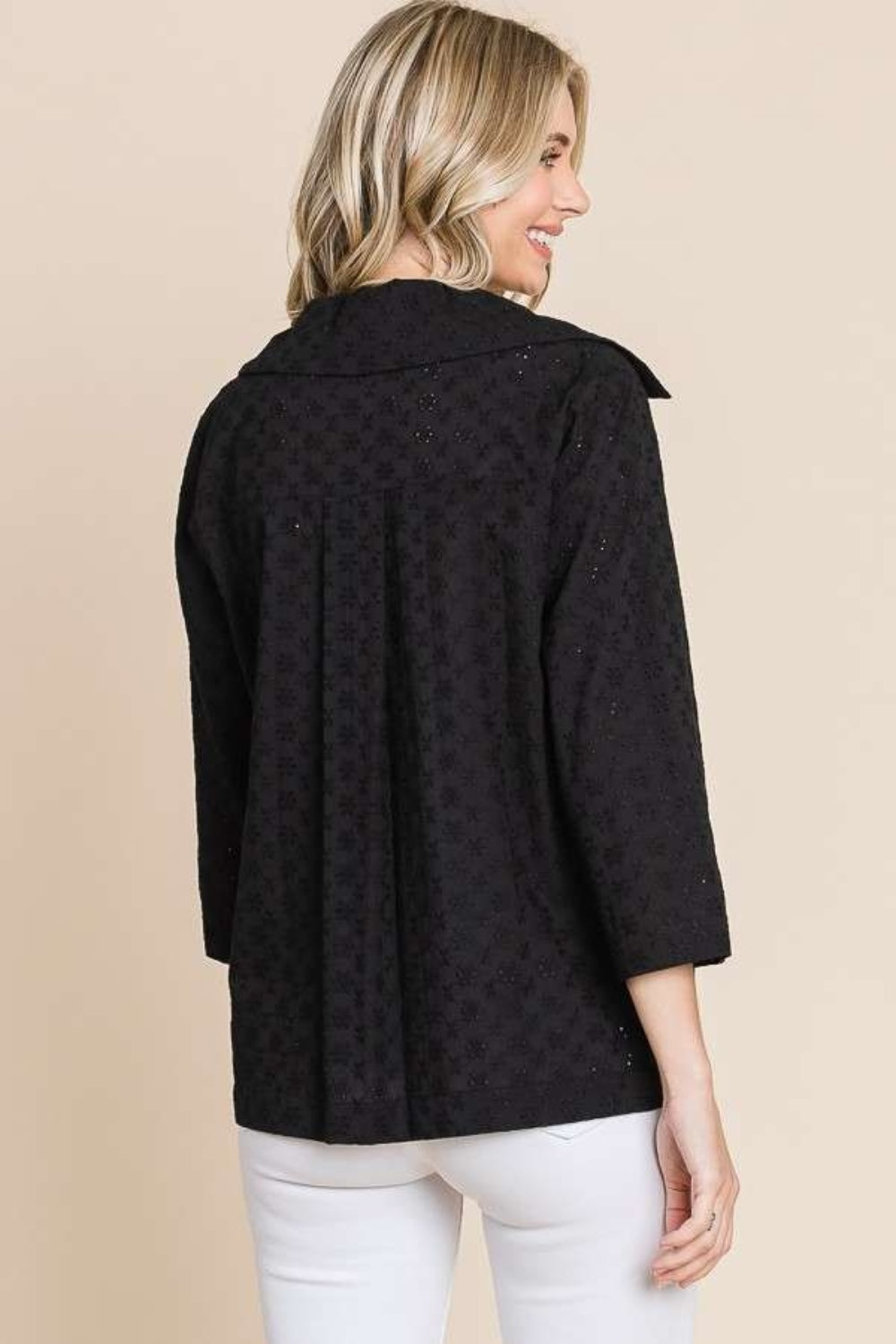Culture Code Double Breasted Eyelet Jacket with Pockets - Charming Charlie