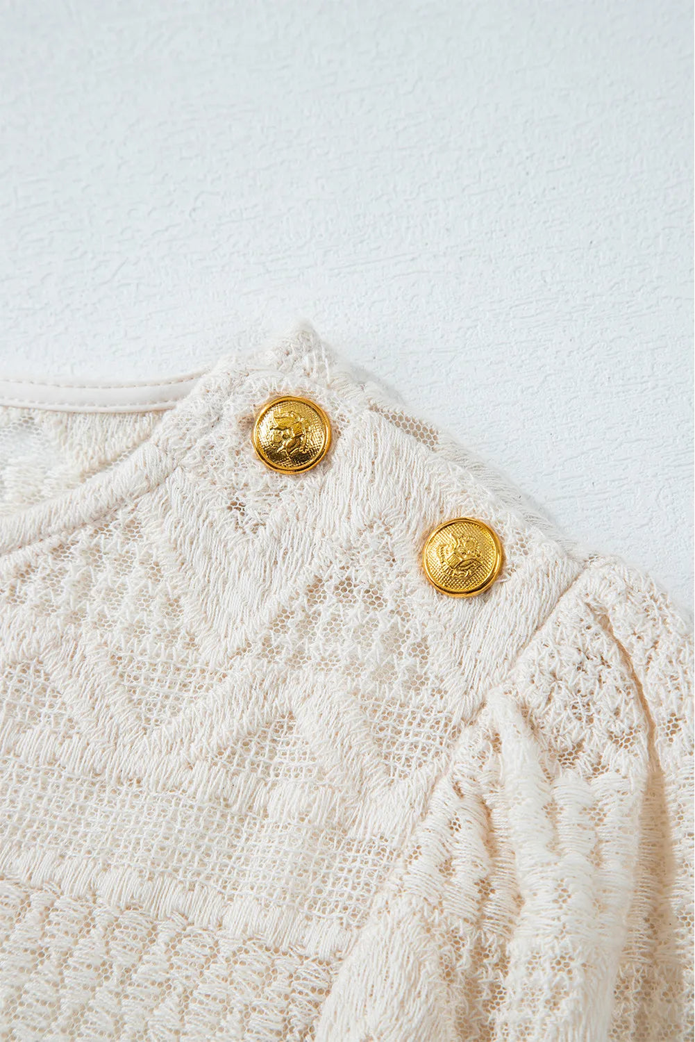 Lace Round Neck Long Sleeve Blouse - Charming Charlie