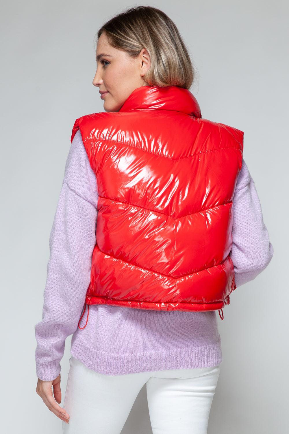 Snobbish Zip Up Turtleneck Shiny Quilted Vest - Charming Charlie