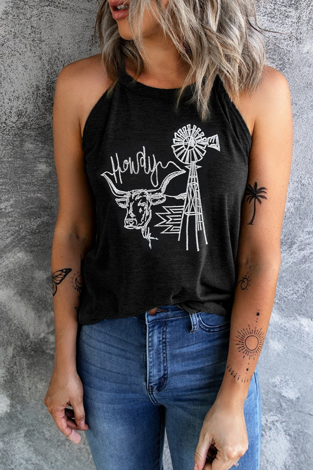 Bull Graphic Round Neck Tank - Charming Charlie