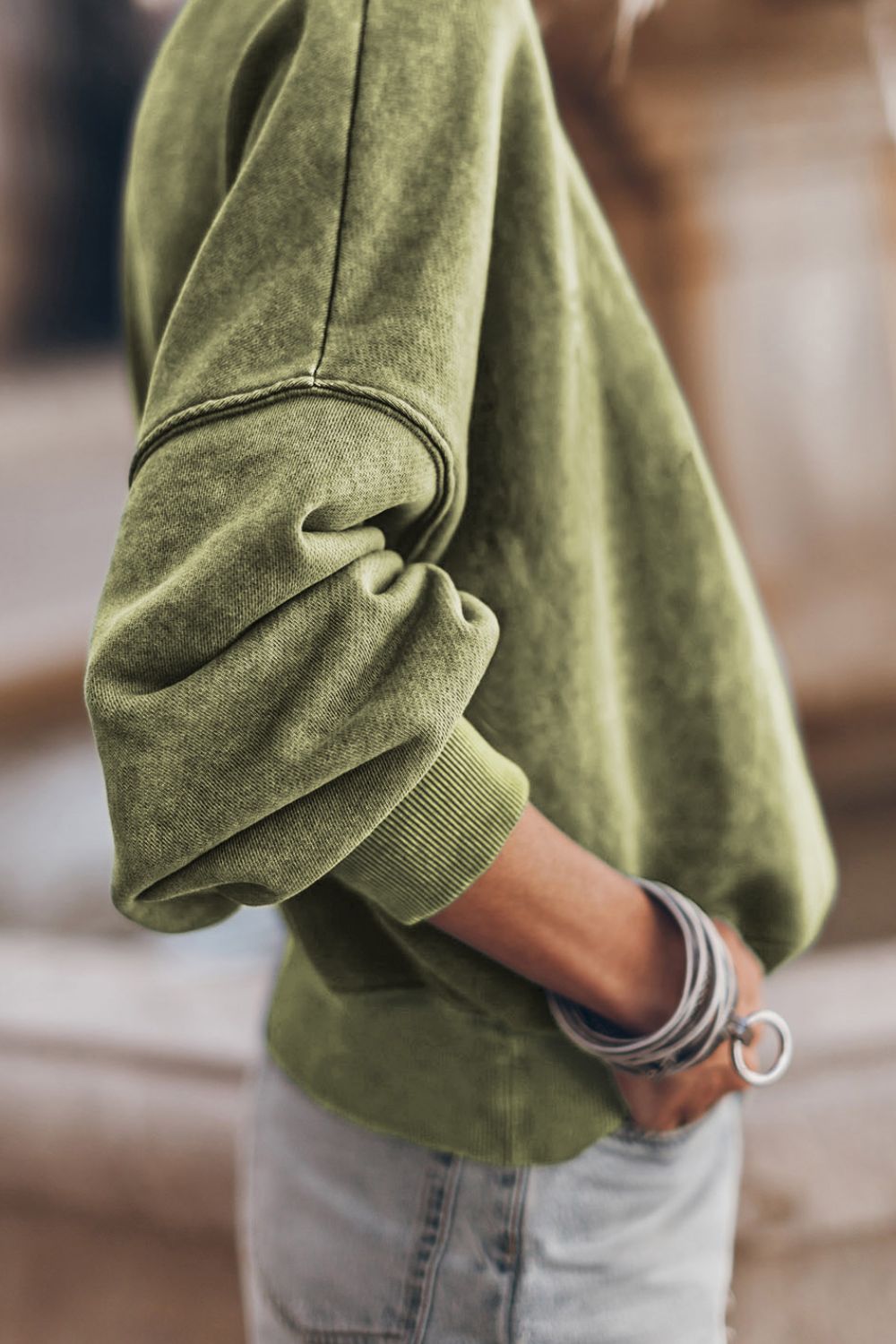Mock Neck Dropped Shoulder Sweatshirt - Charming Charlie