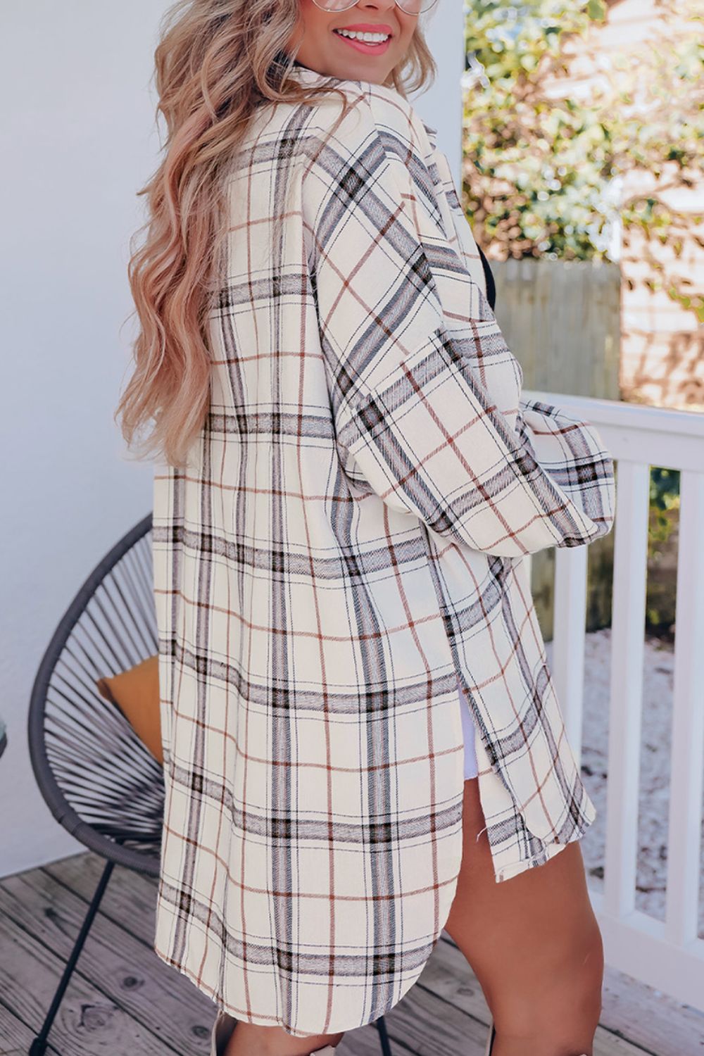 Plaid Button Up Long Sleeve Shacket - Charming Charlie
