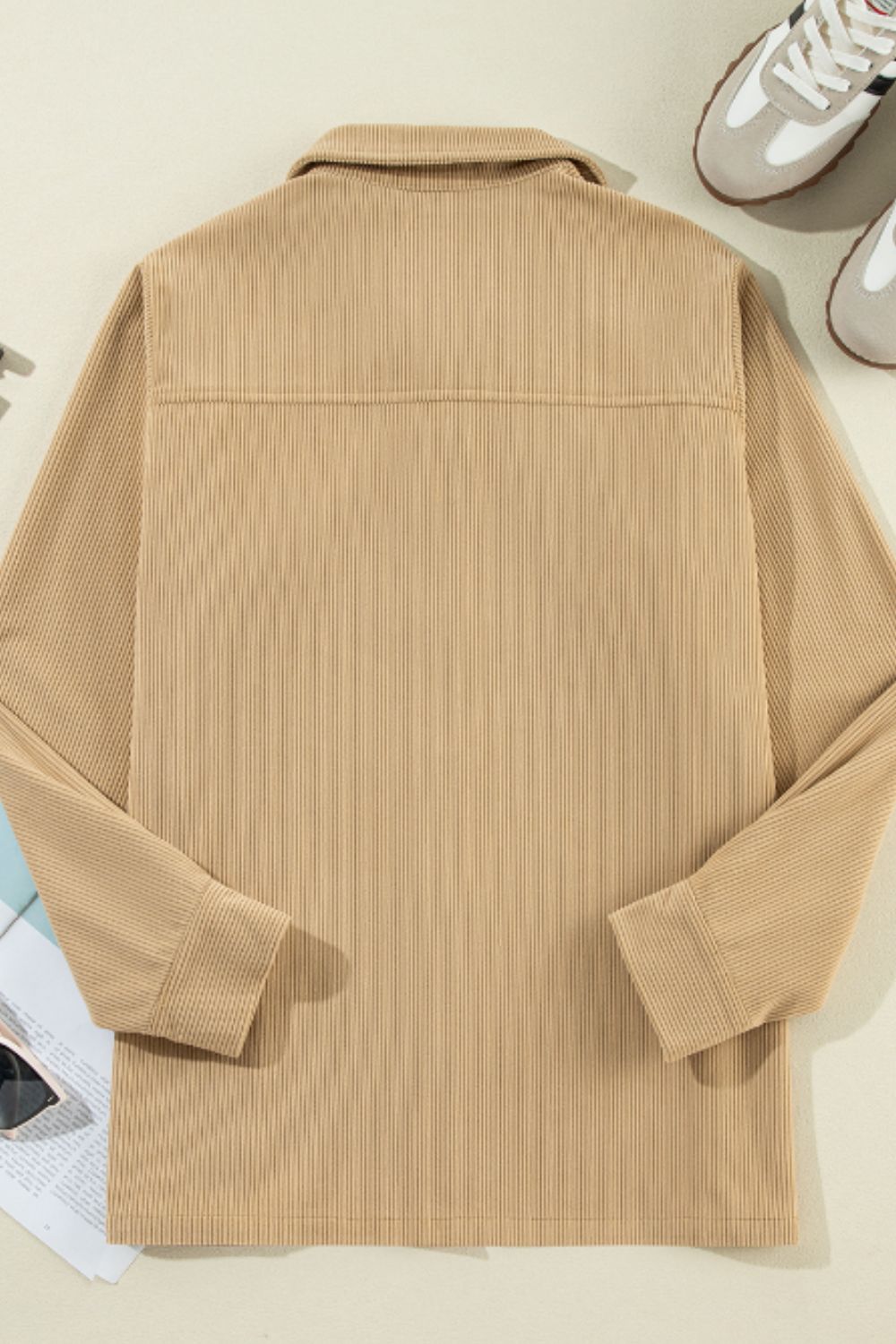 Frill Button Up Long Sleeve Shacket - Charming Charlie
