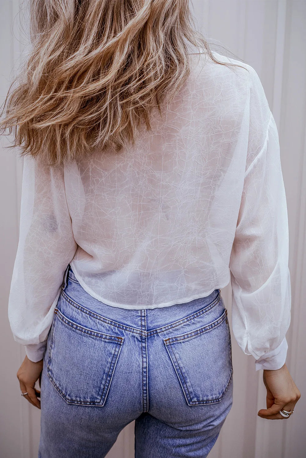 Collared Neck Long Sleeve Shirt - Charming Charlie