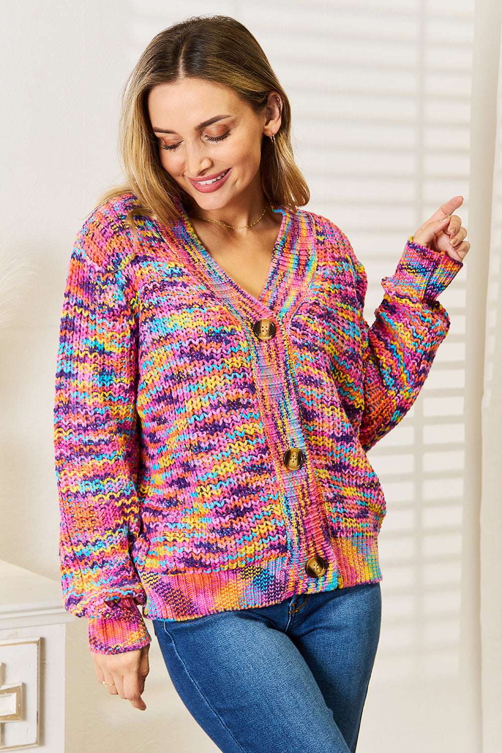 Angel Wings Woven Right V-Neck Long Sleeve Cardigan - Charming Charlie