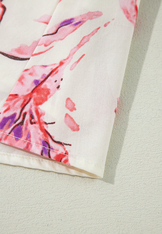 Tied Flower Printed Three-Quarter Sleeve Dress - Charming Charlie