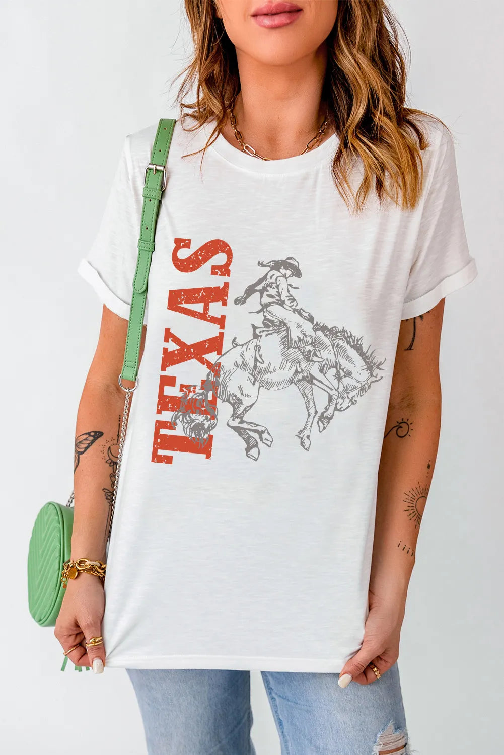 Graphic Round Neck Short Sleeve T-Shirt - Charming Charlie