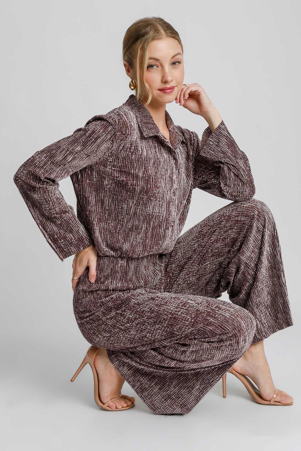 Umgee Side Slit Texture Button Up Shirt - Charming Charlie