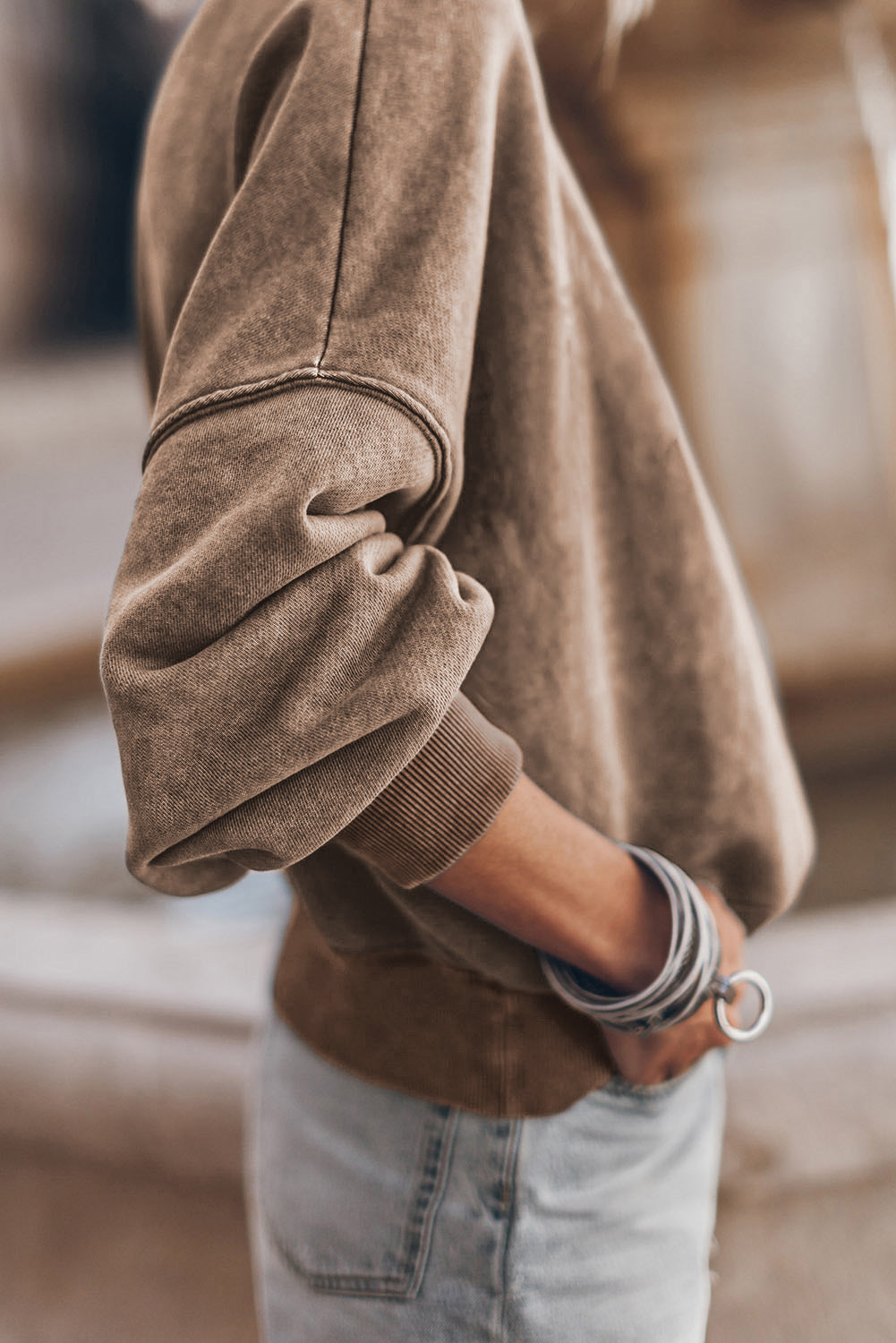 Mock Neck Dropped Shoulder Sweatshirt - Charming Charlie