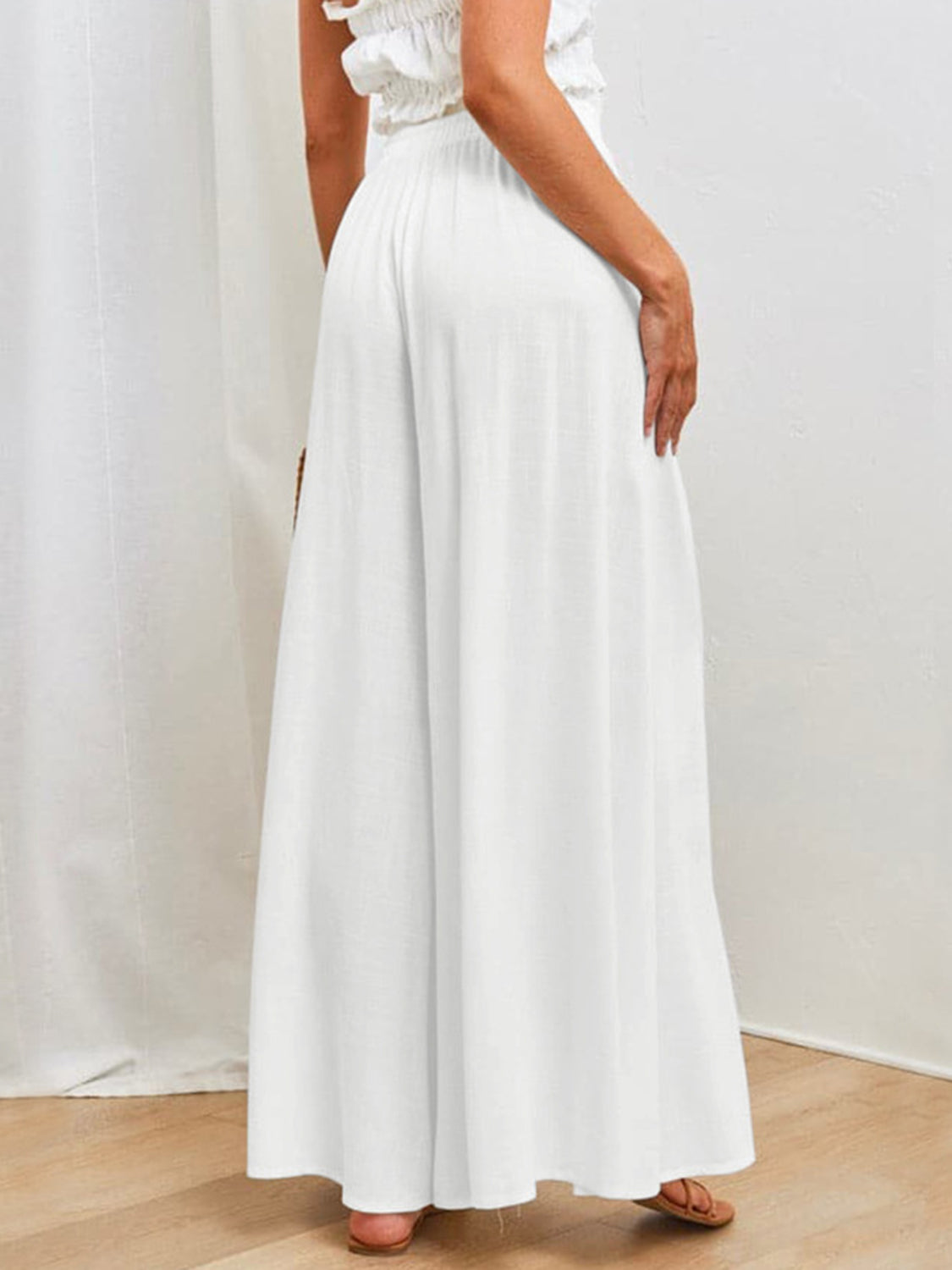 Drawstring Wide Leg Pants with Pockets - Charming Charlie