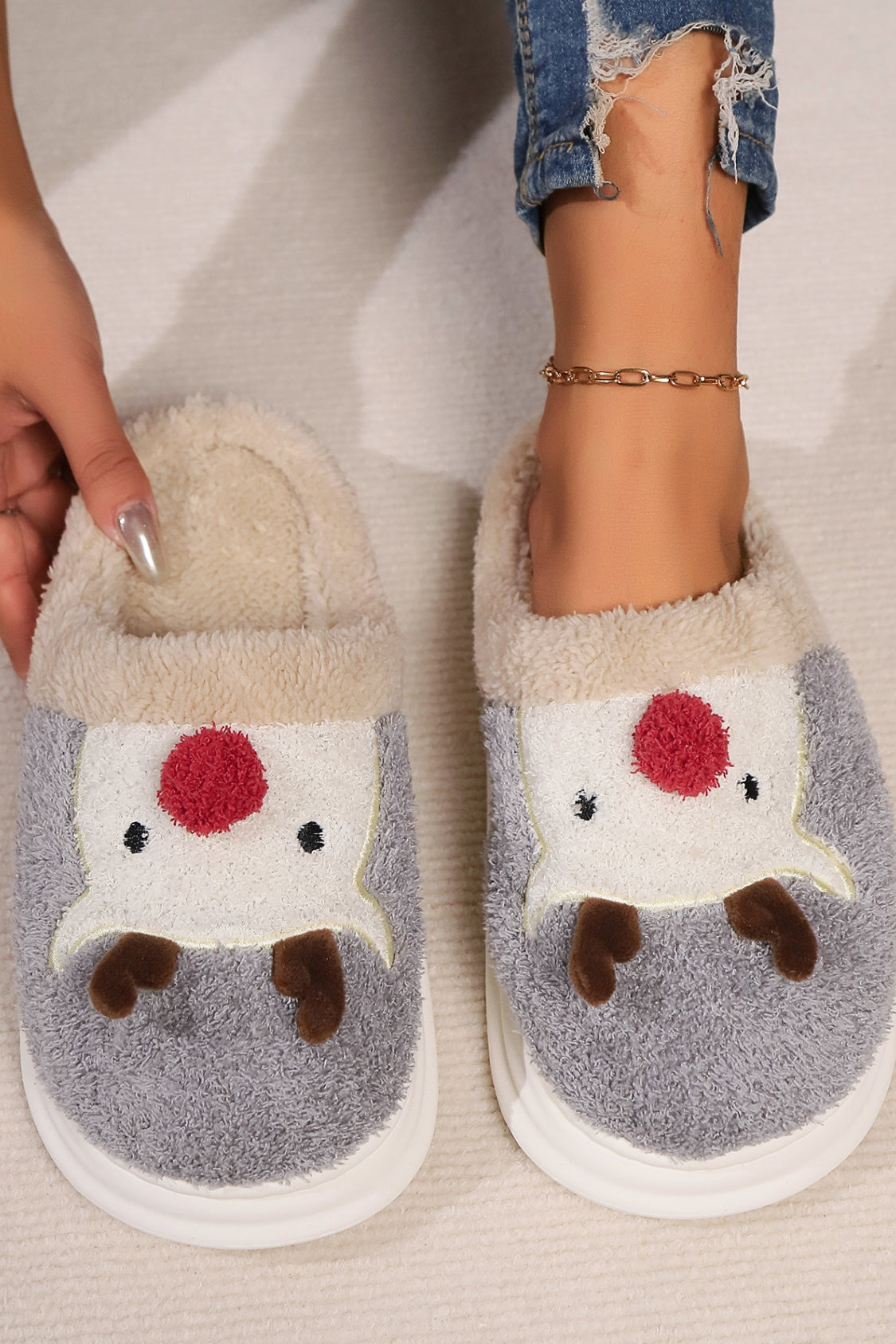 Elk Furry PVC Flat Slippers - Charming Charlie