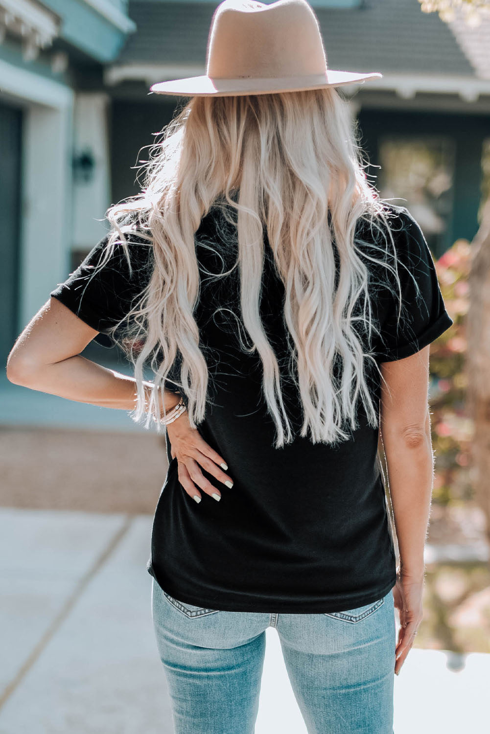 Graphic Round Neck Short Sleeve T-Shirt - Charming Charlie