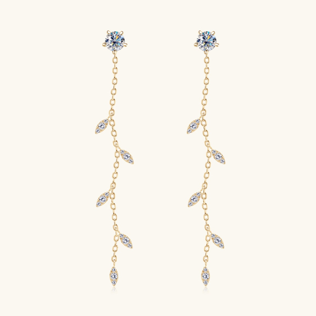 1.38 Carat Moissanite 925 Sterling Silver Leaf Earrings - Charming Charlie