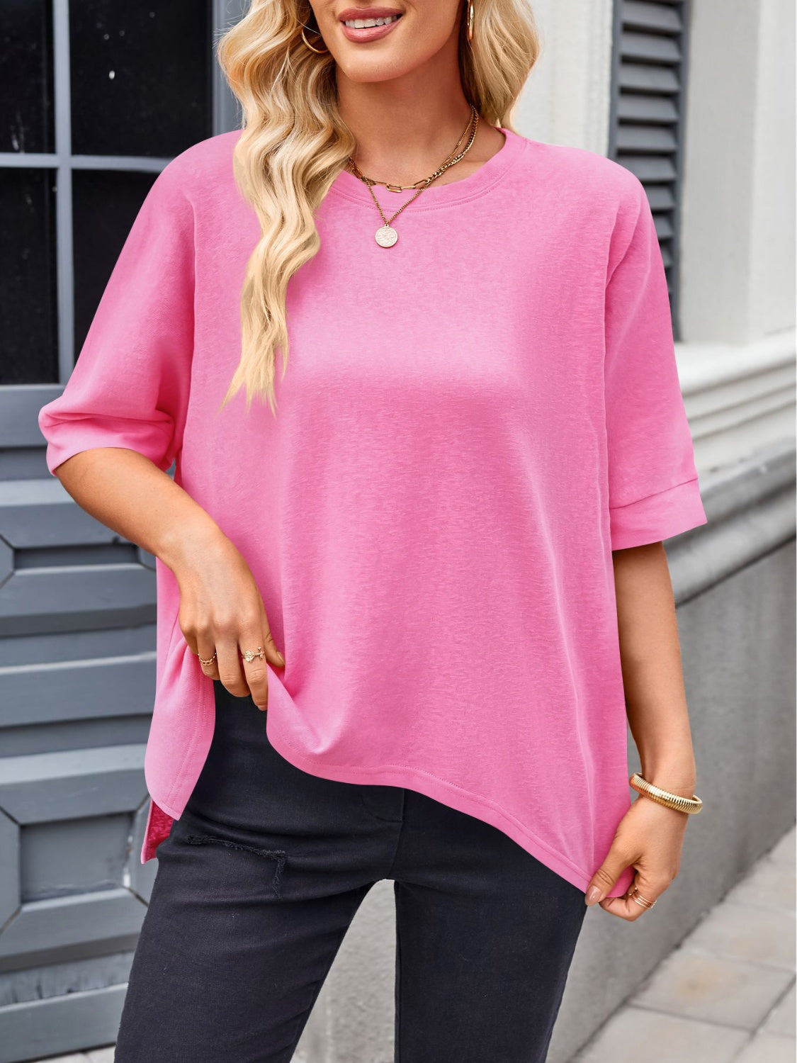 Lovelet Round Neck Half Sleeve T-Shirt - Charming Charlie