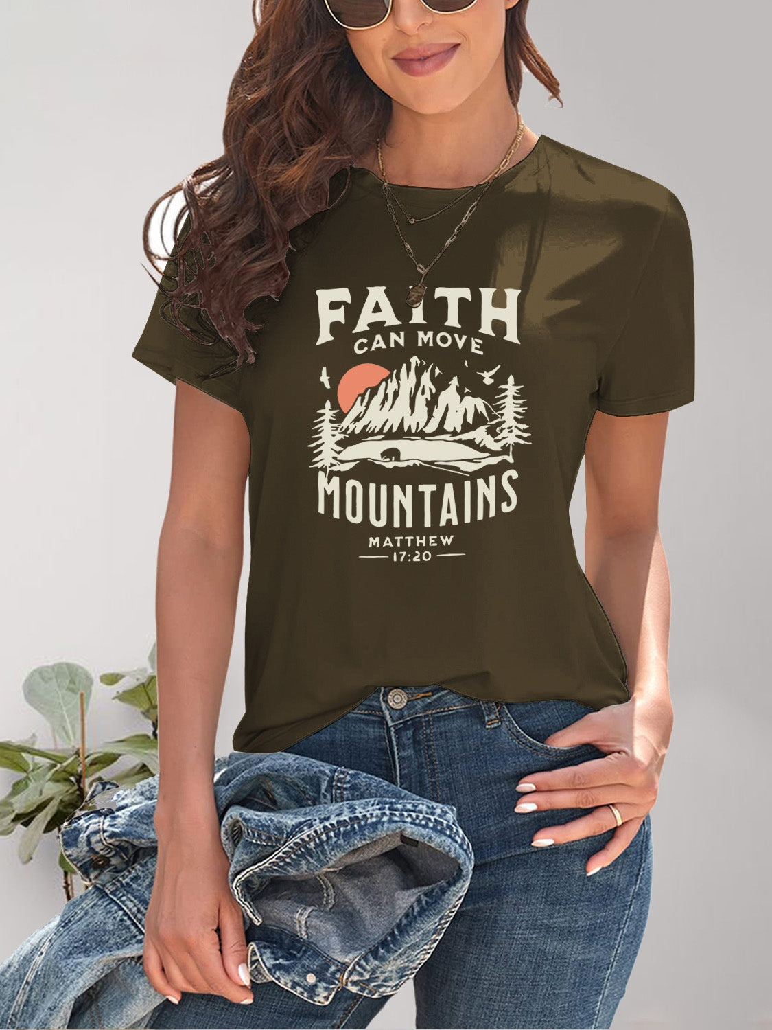Graphic Round Neck Short Sleeve T-Shirt - Charming Charlie