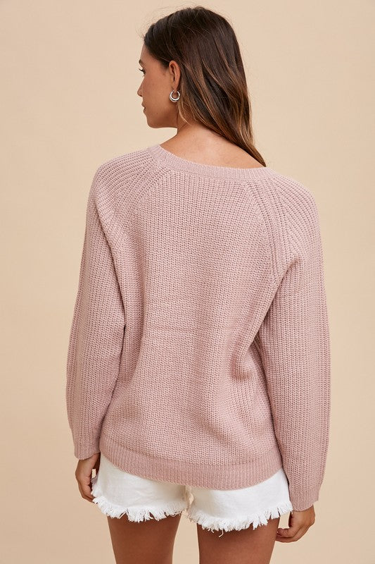 Annie Wear HELLO Embroidered Raglan Sleeve Sweater - Charming Charlie