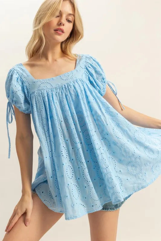 HYFVE High-Low Eyelet Ruffled Off-Shoulder Dress main image 0
