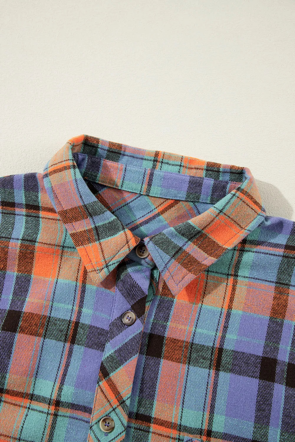 Plaid Collared Neck Long Sleeve Shirt - Charming Charlie