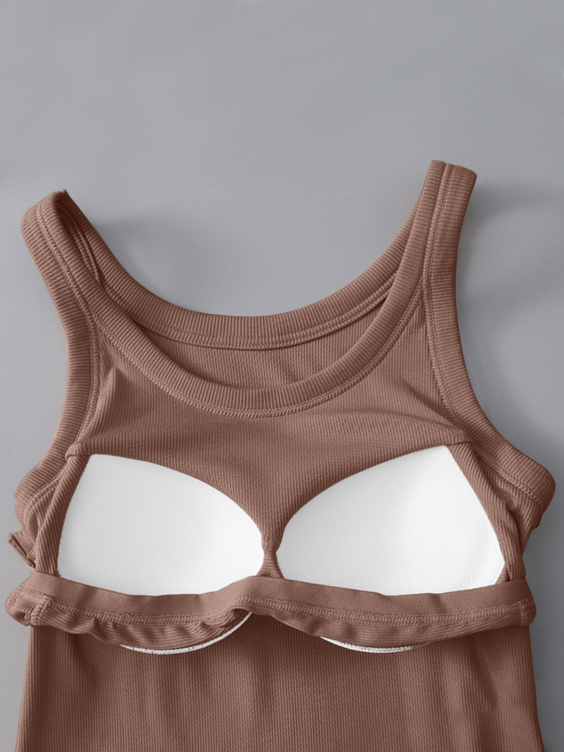 Round Neck Tank with Bra - Charming Charlie