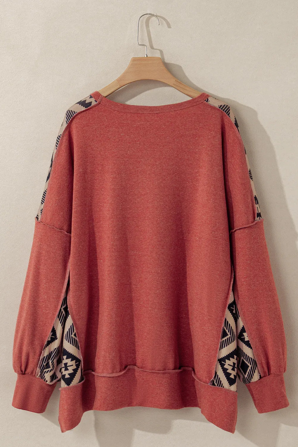 Plus Size Geometric Round Neck Long Sleeve Sweatshirt - Charming Charlie