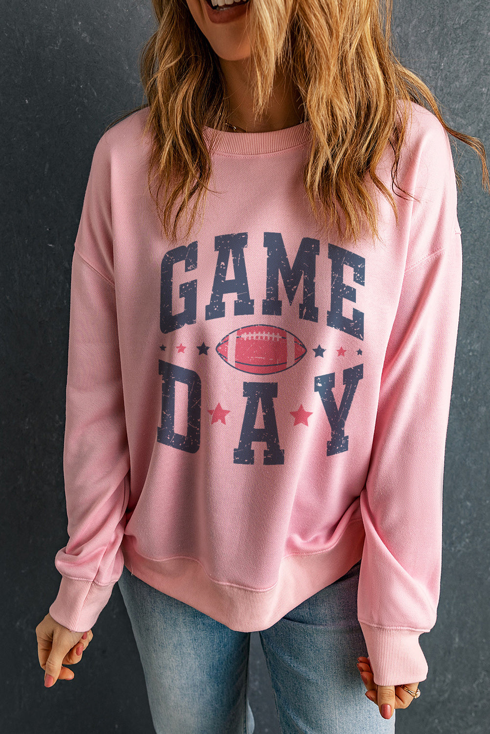 GAME DAY Round Neck Long Sleeve Sweatshirt - Charming Charlie