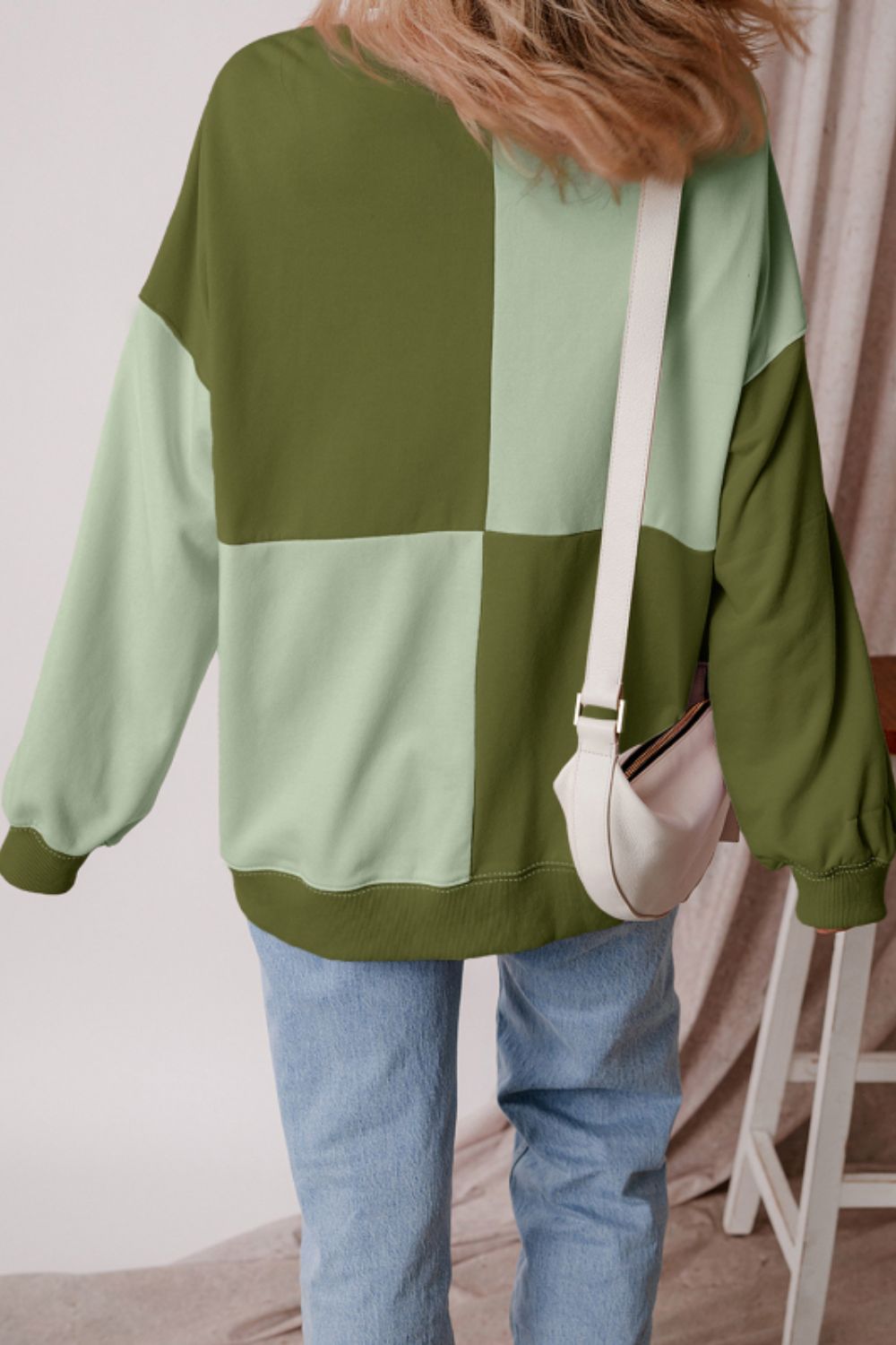 Color Block Half Button Long Sleeve Sweatshirt - Charming Charlie