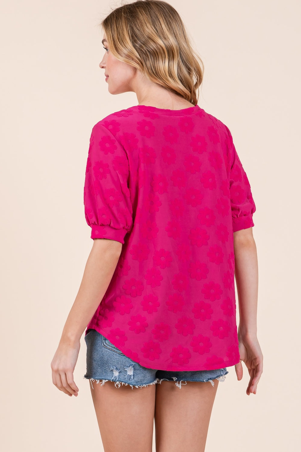 BOMBOM Textured Floral Pattern Top - Charming Charlie