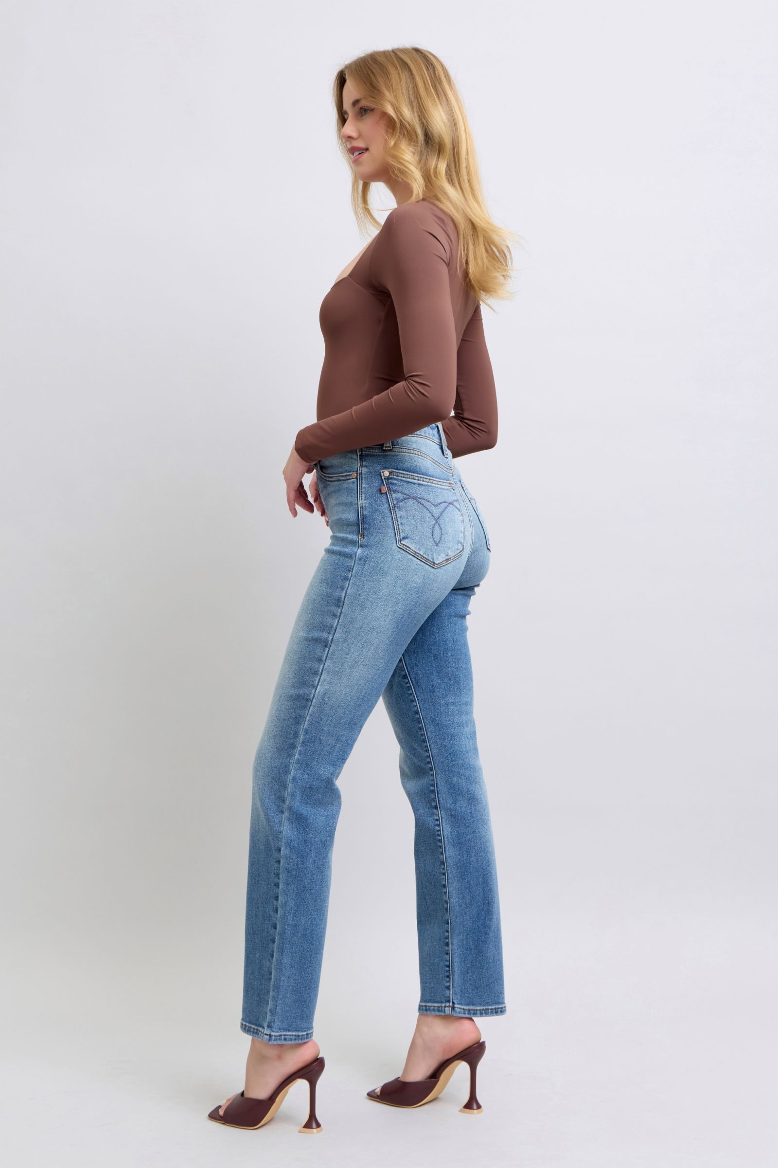 Judy Blue Full Size Wash Thermal Straight Jeans with Pockets - Charming Charlie