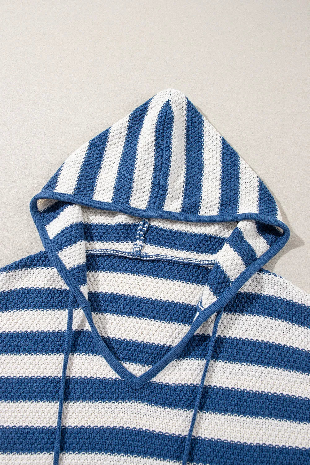 Drawstring Striped Long Sleeve Hooded Sweater - Charming Charlie