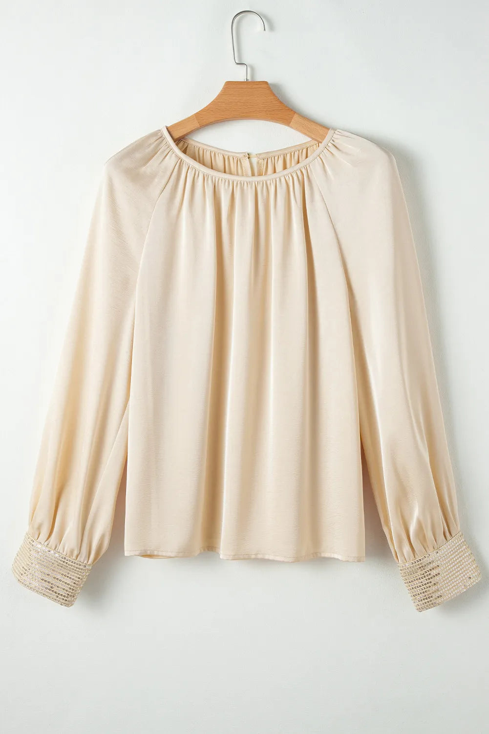 Sequin Round Neck Long Sleeve Blouse - Charming Charlie