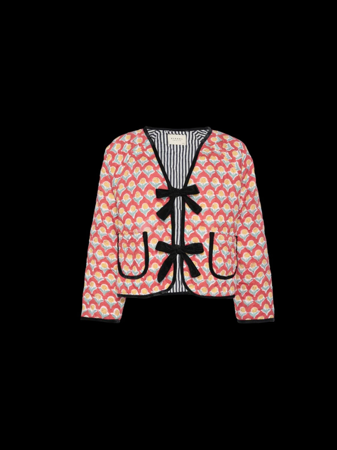 Tied Printed Long Sleeve Jacket - Charming Charlie