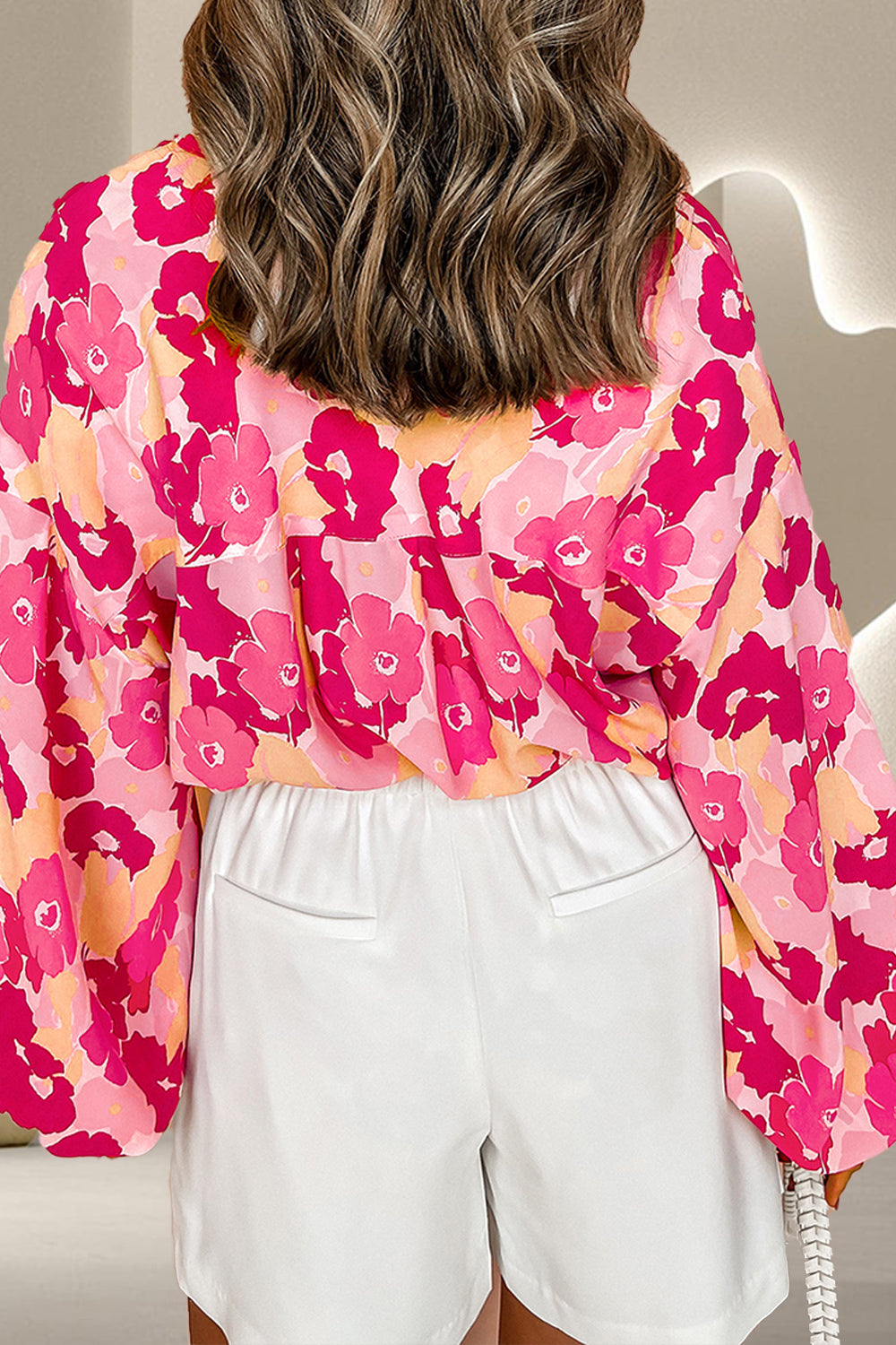 Printed Button Up Long Sleeve Blouse - Charming Charlie