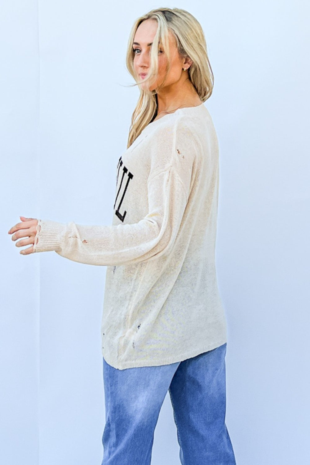 And The Why GRATEFUL Long Sleeve Knit Top - Charming Charlie