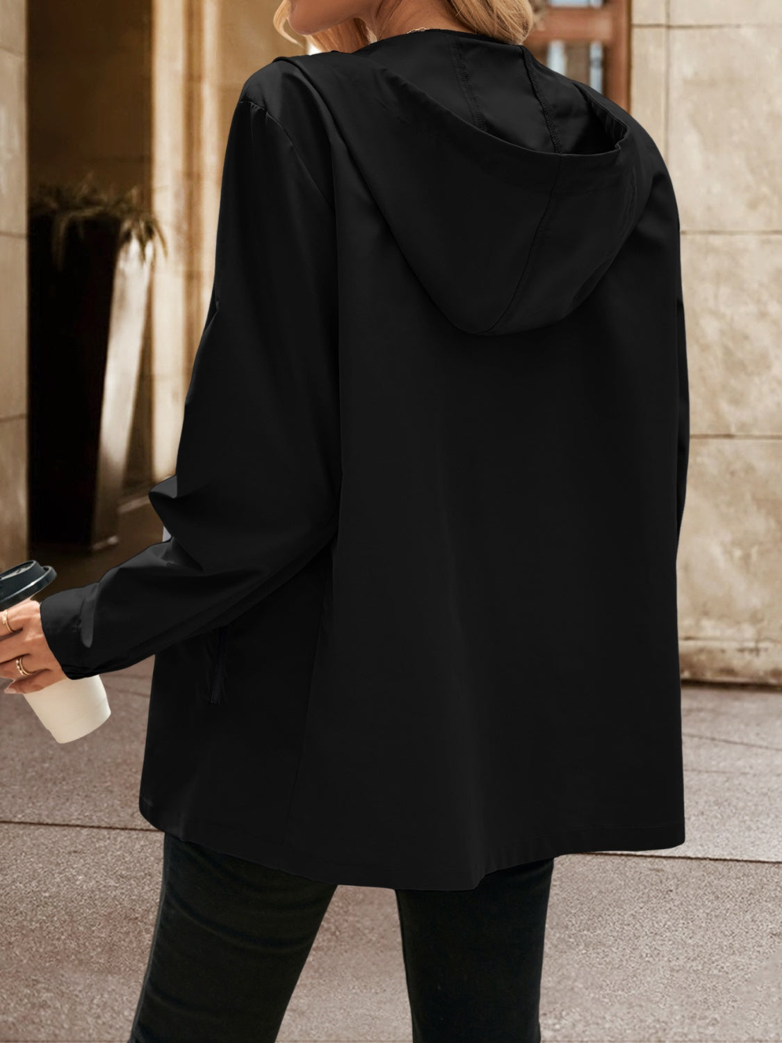 Pocketed Zip Up Hooded Jacket - Charming Charlie