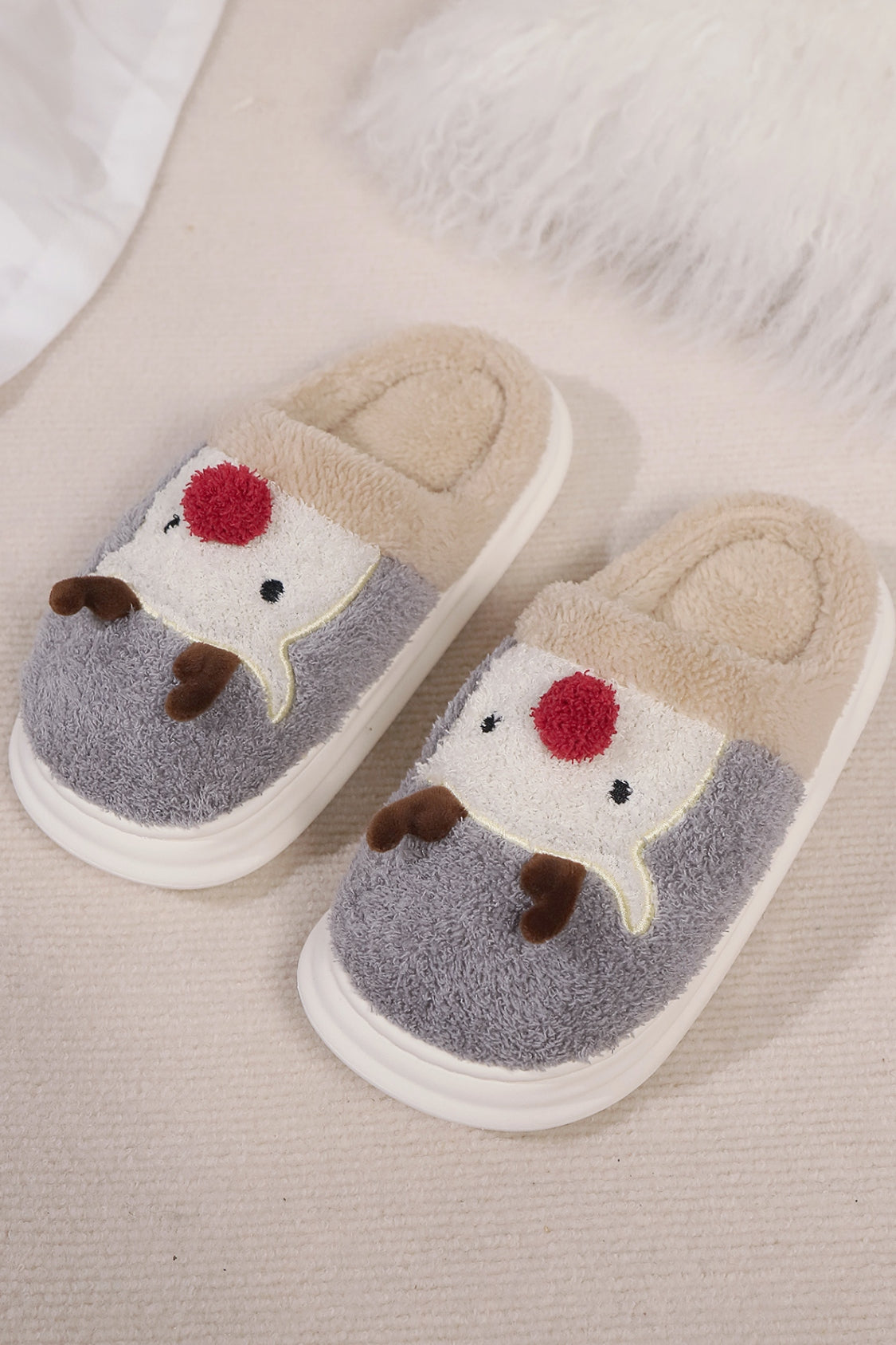 Elk Furry PVC Flat Slippers - Charming Charlie