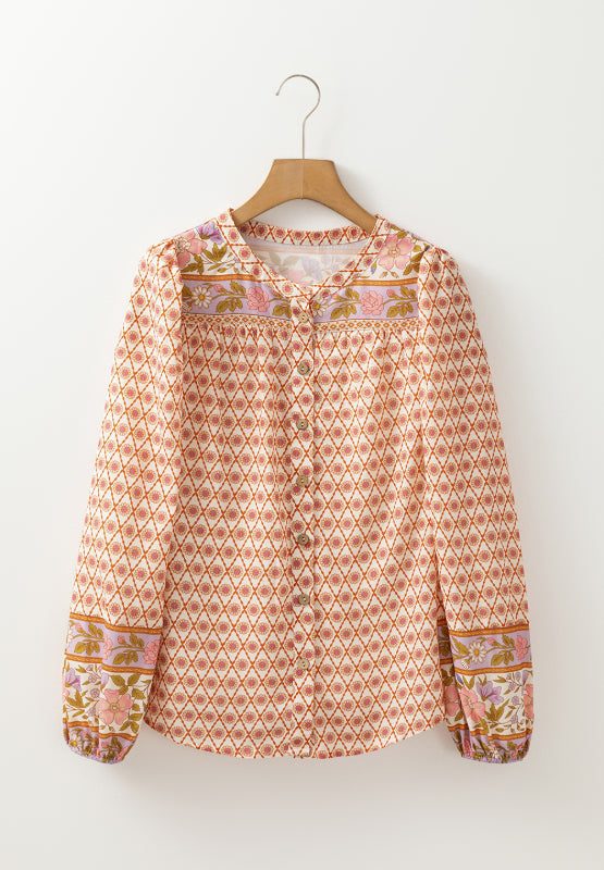 Printed Button Down Long Sleeve Shirt - Charming Charlie