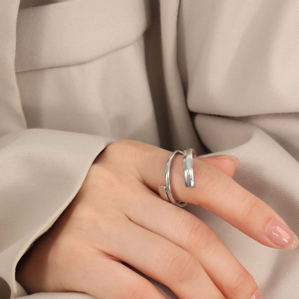 Titanium Steel Layered Wrap Ring - Charming Charlie