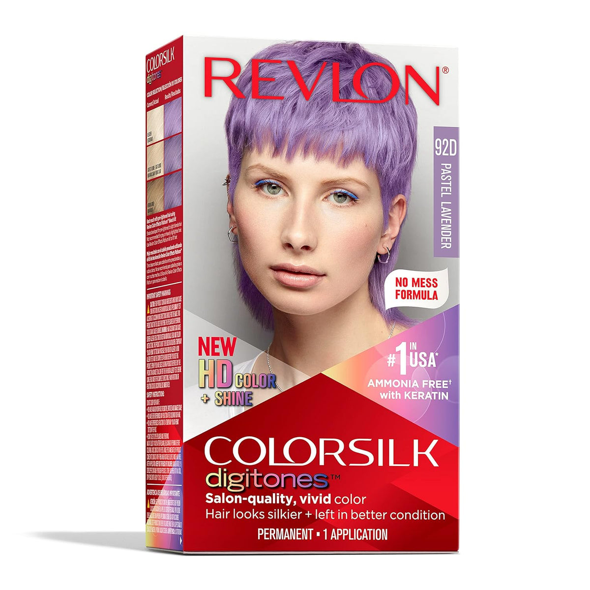 Revlon ColorSilk Digitones Permanent Hair Color with Keratin, 92D Pastel Lavender, 1 Count - Charming Charlie
