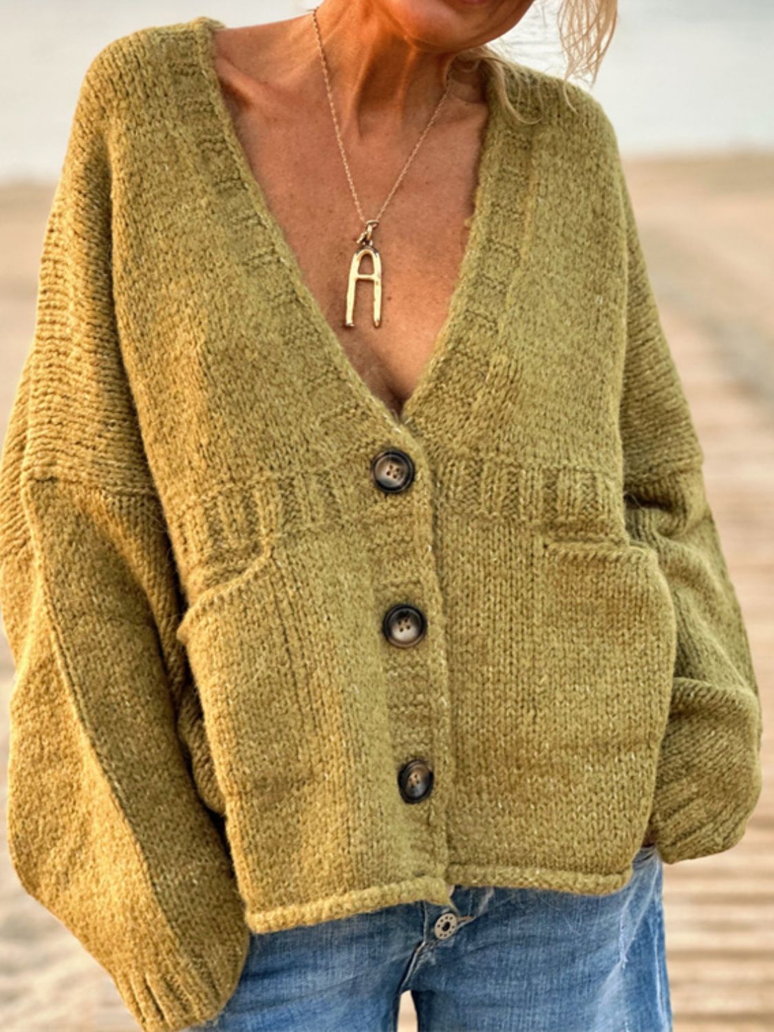 Pocketed V-Neck Button Up Cardigan - Charming Charlie
